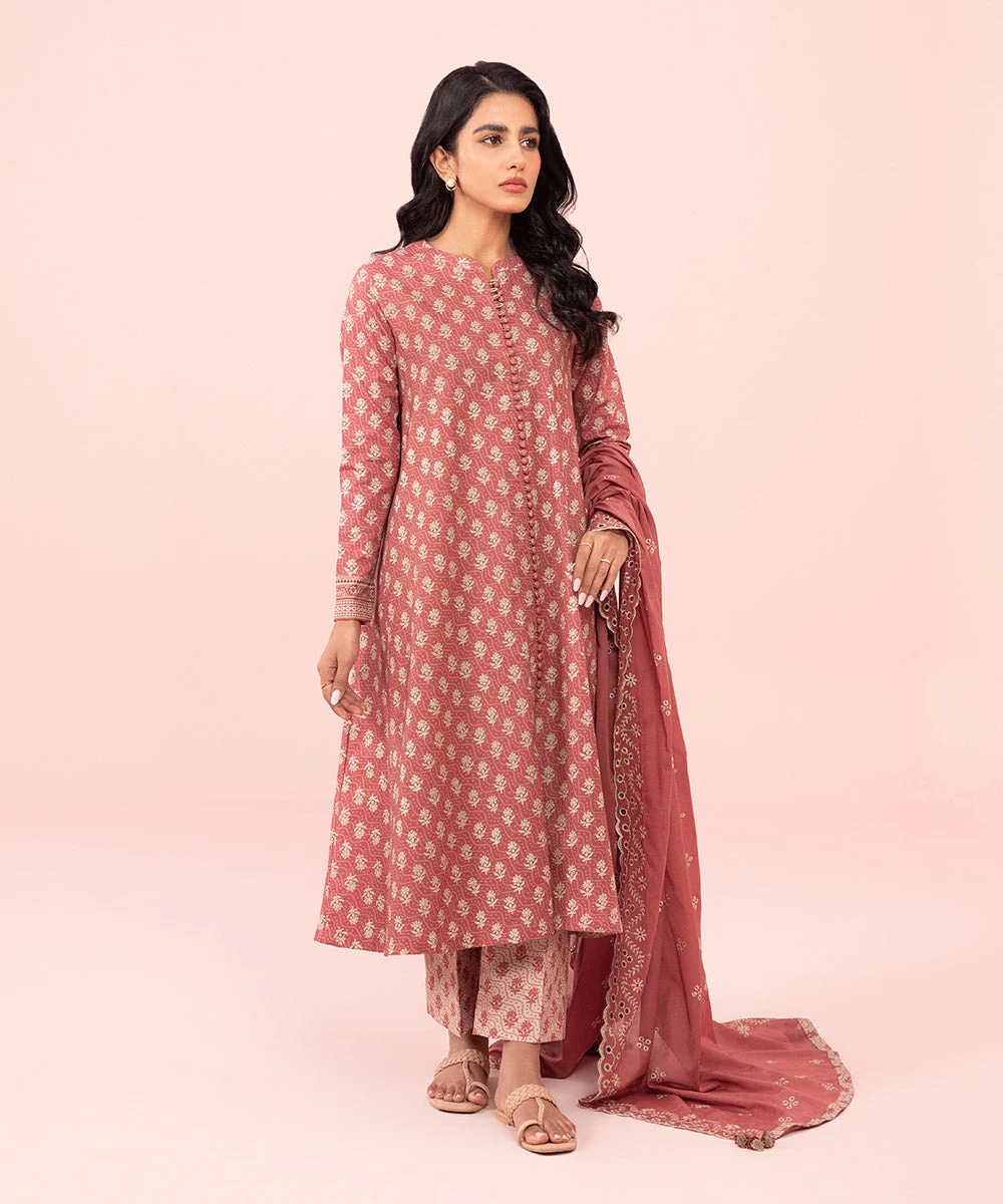 3 Piece - Embroidered Cambric Suit