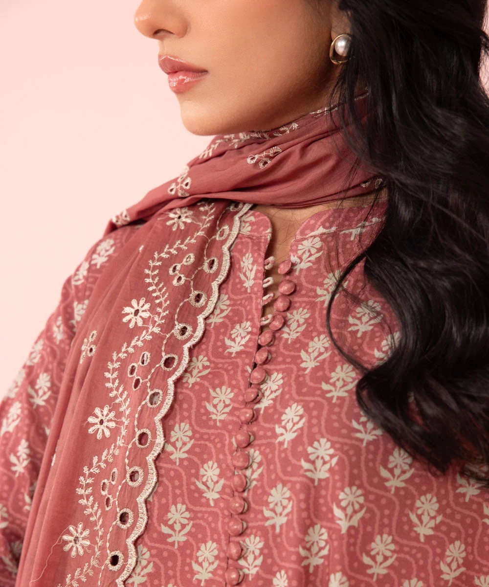 3 Piece - Embroidered Cambric Suit