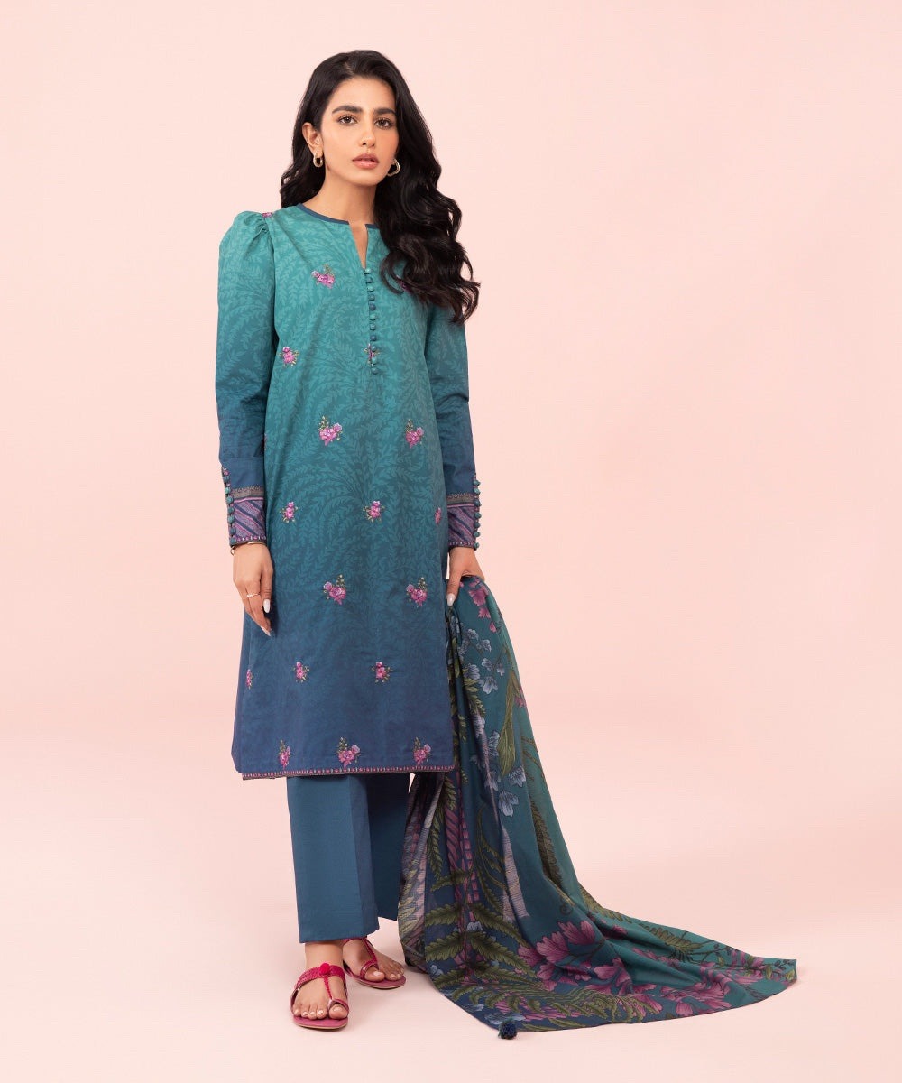 3 Piece - Embroidered Cambric Suit