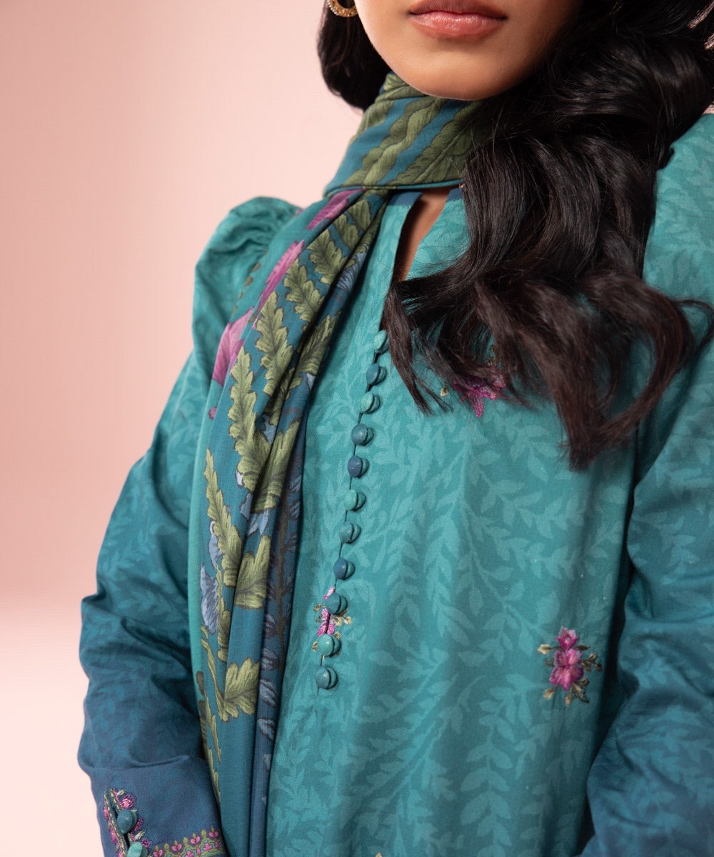 3 Piece - Embroidered Cambric Suit