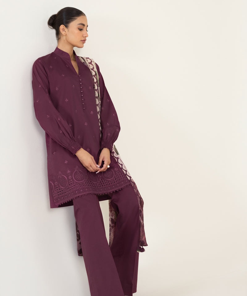 3 Piece - Dyed Embroidered Lawn Suit