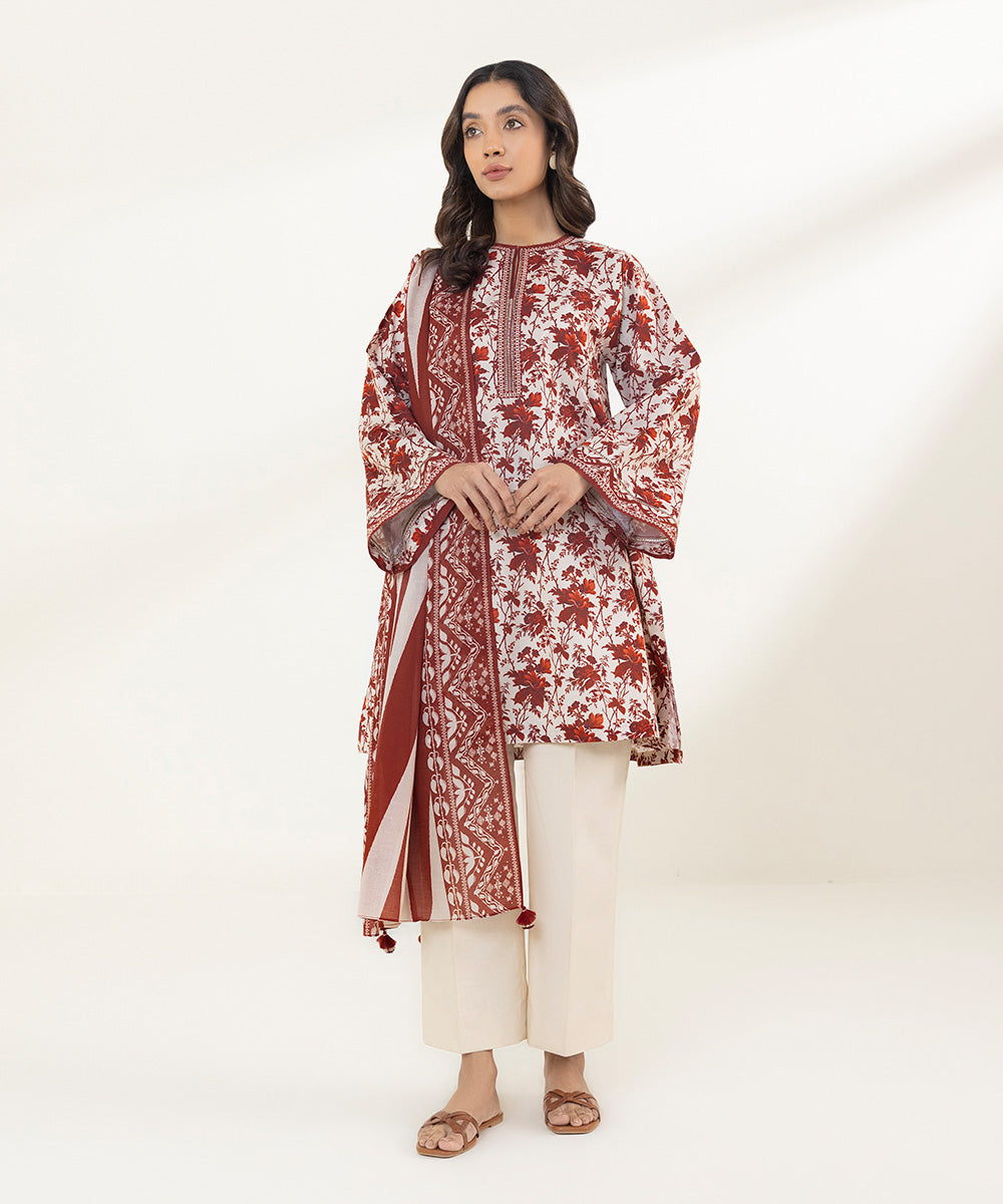 3 Piece - Printed Cambric Suit