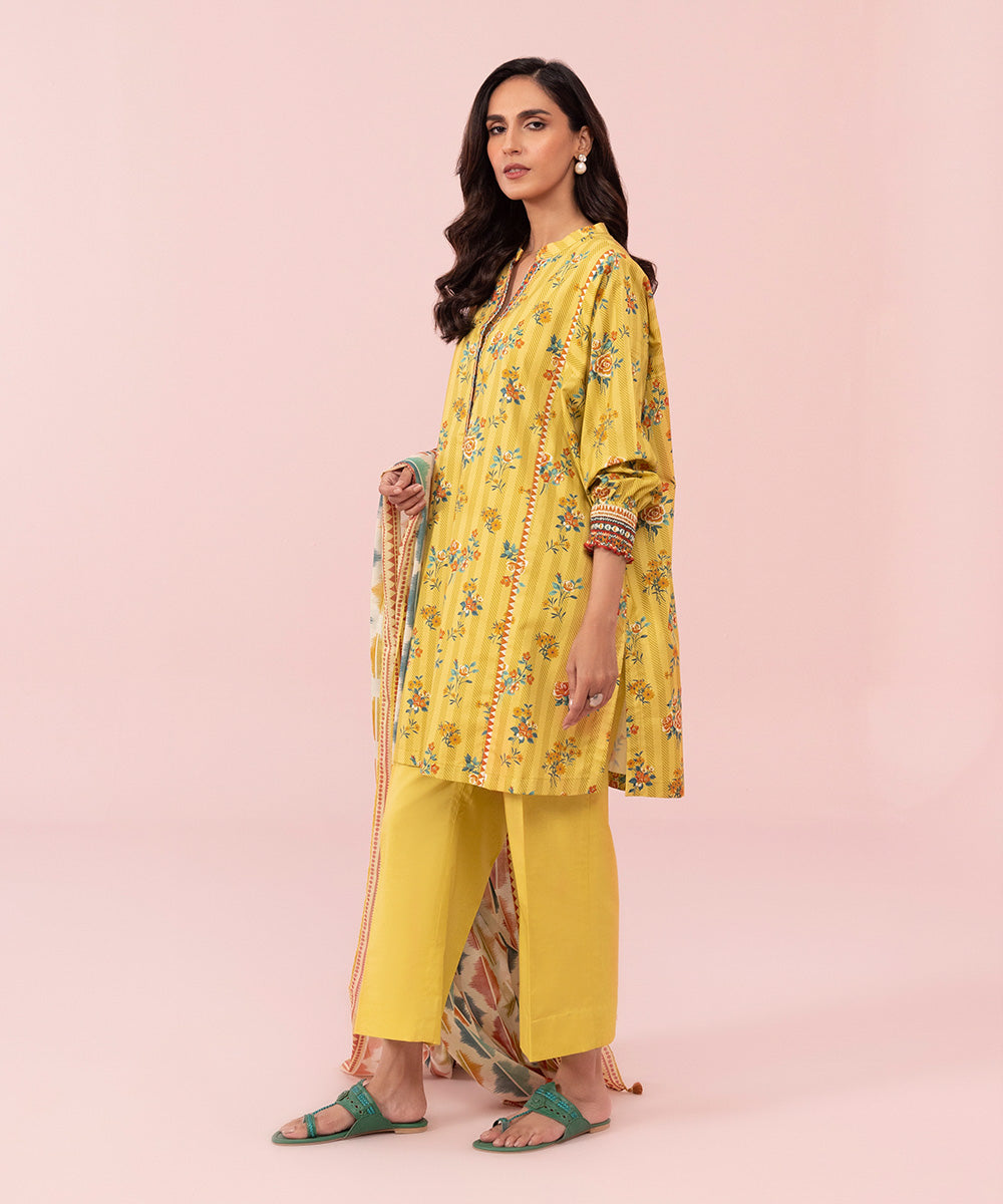 3 Piece - Printed Cambric Suit