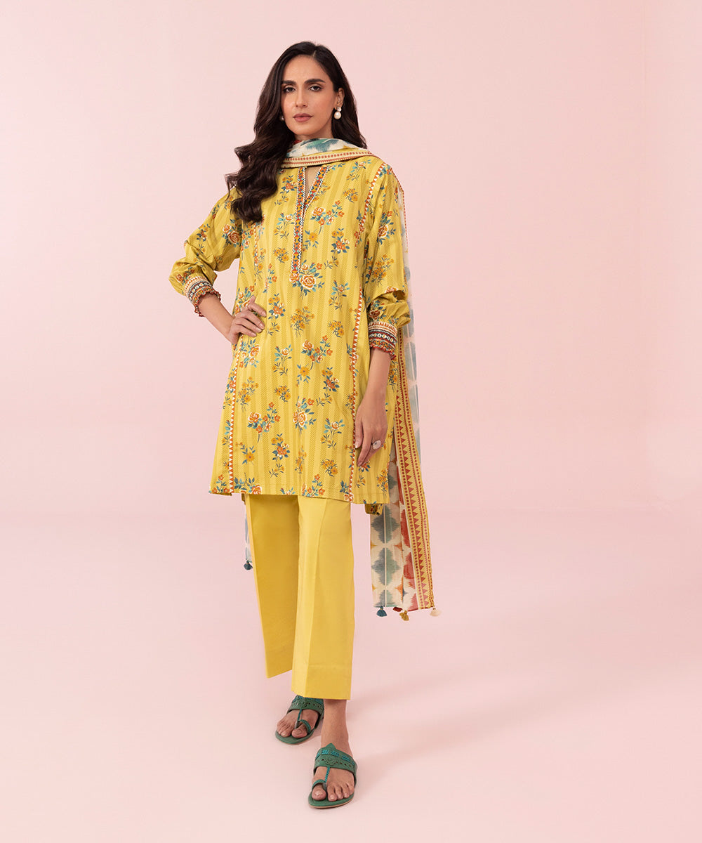 3 Piece - Printed Cambric Suit