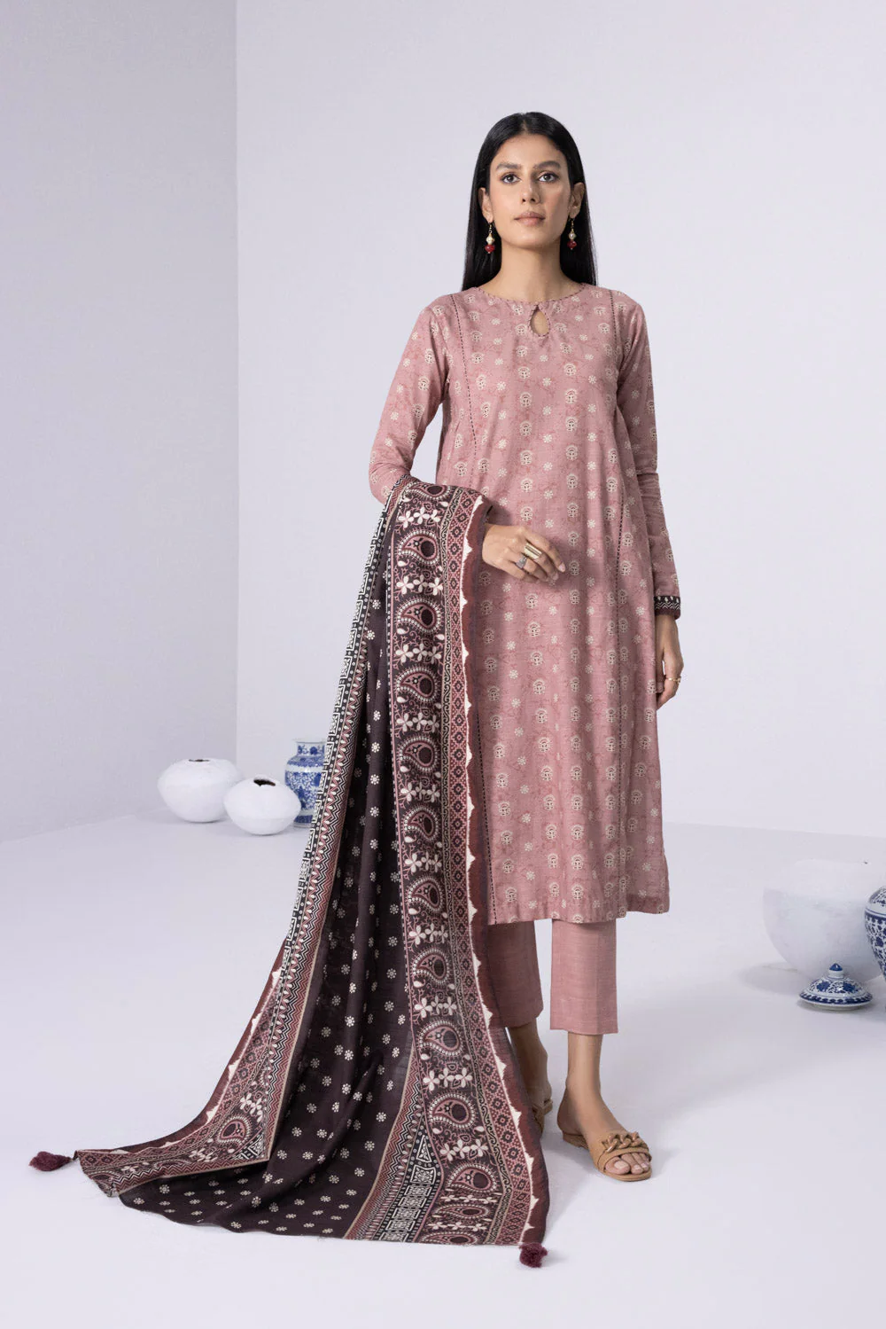 3 Piece - Printed Khaddar Suit