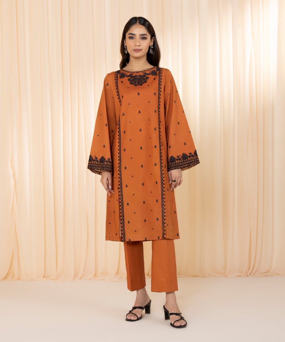 2 Piece - Embroidered Cambric Suit