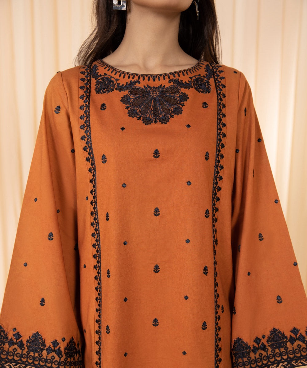 2 Piece - Embroidered Cambric Suit