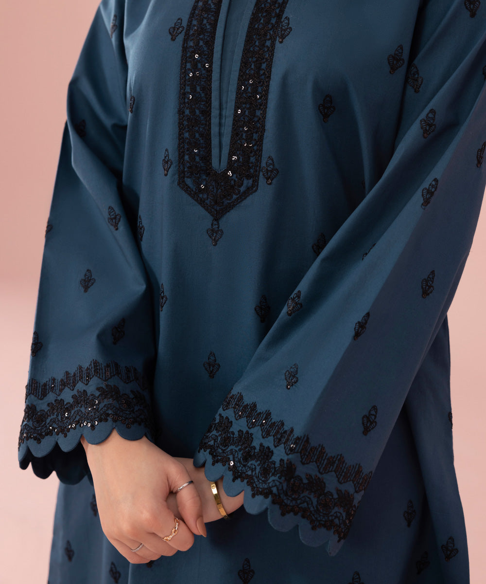 2 Piece - Embroidered Cambric Suit