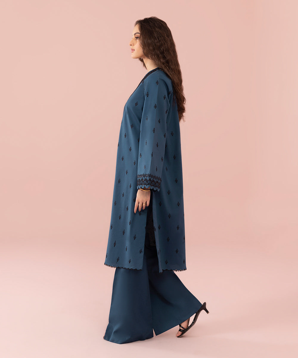 2 Piece - Embroidered Cambric Suit
