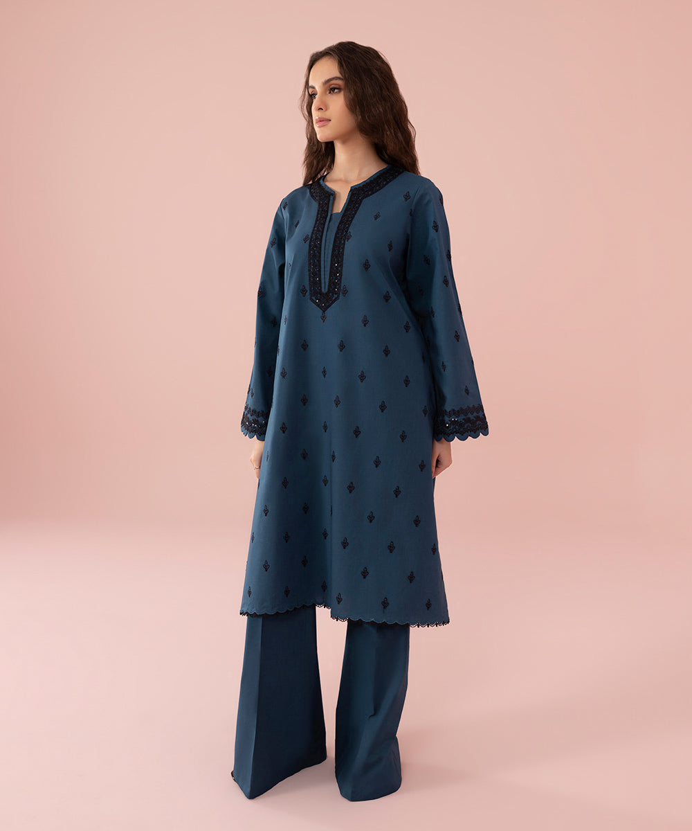 2 Piece - Embroidered Cambric Suit
