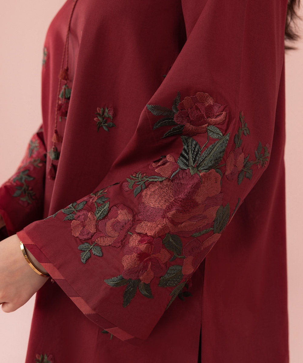 2 Piece - Embroidered Cambric Suit