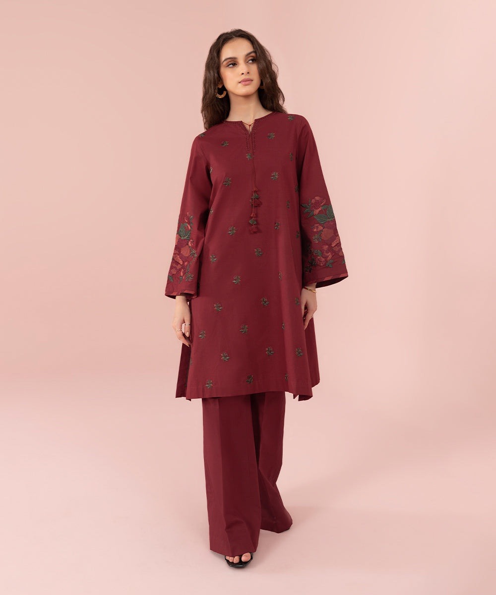2 Piece - Embroidered Cambric Suit