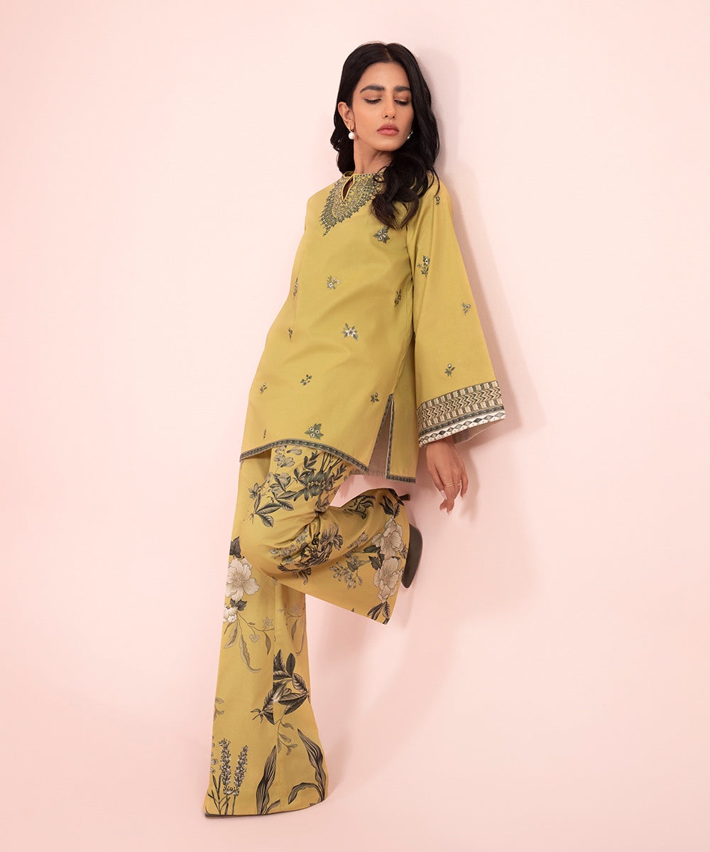 2 Piece - Embroidered Cambric Suit
