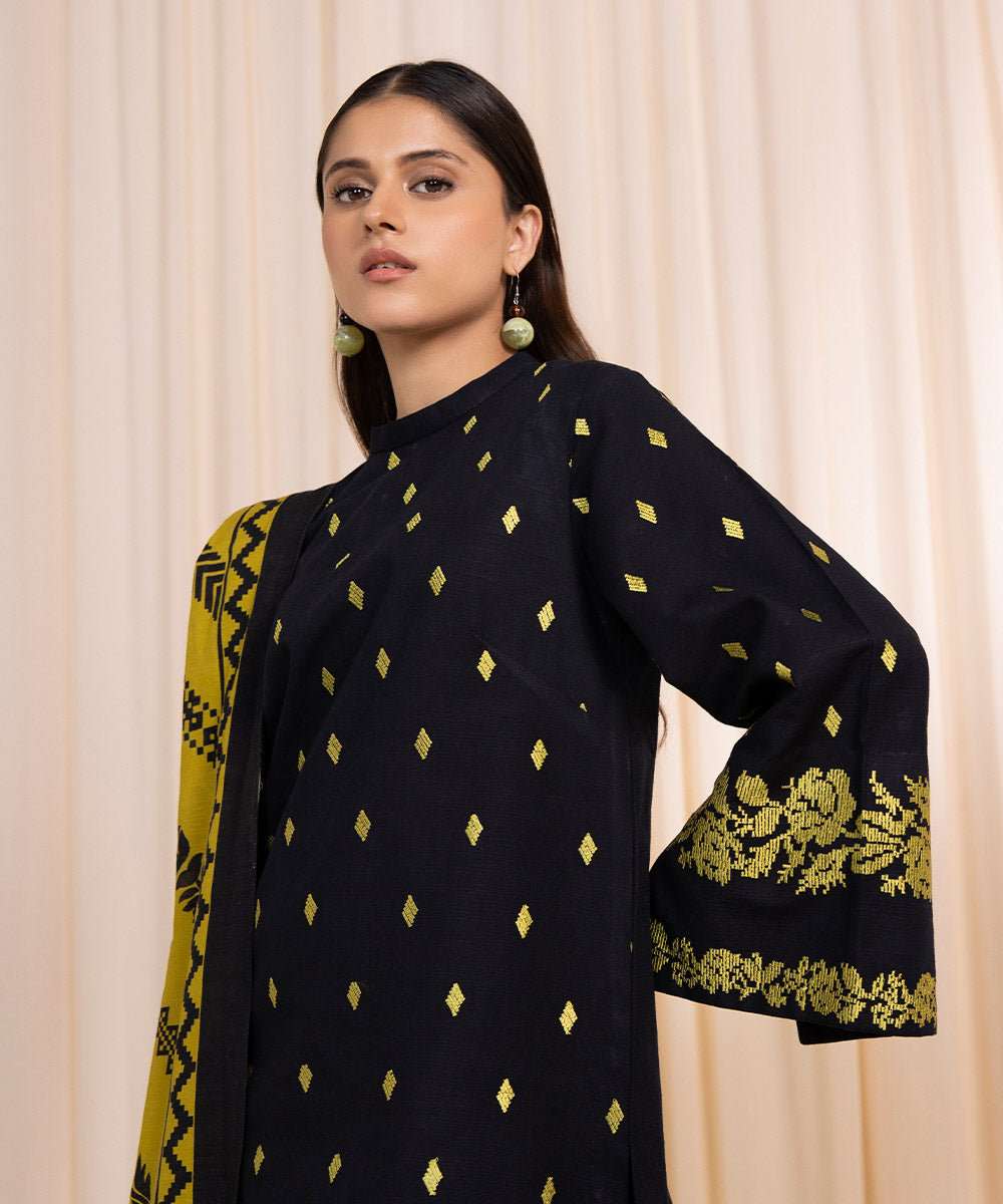 3 Piece - Embroidered Khaddar Suit