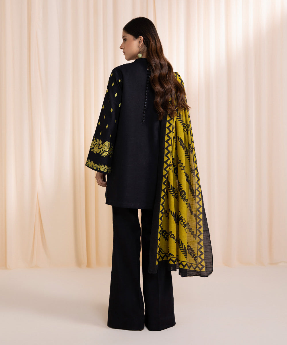 3 Piece - Embroidered Khaddar Suit