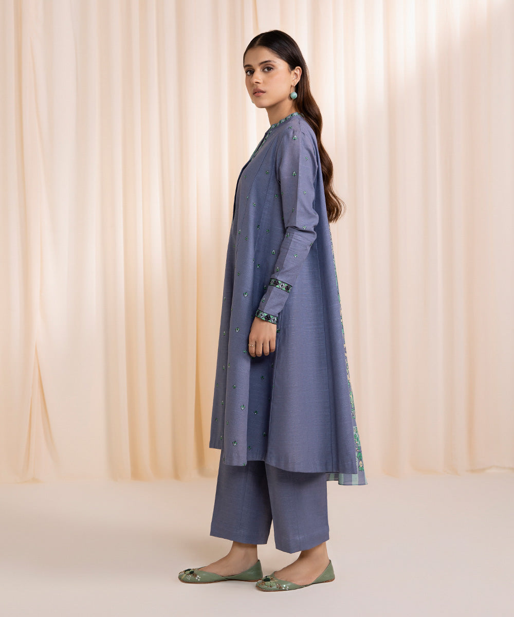 3 Piece - Embroidered Khaddar Suit