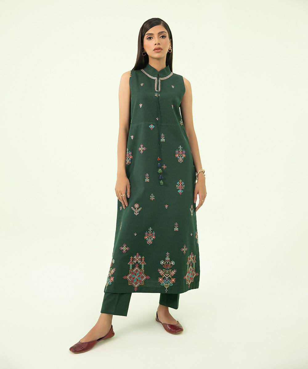 2 Piece - Embroidered Light Khaddar Suit