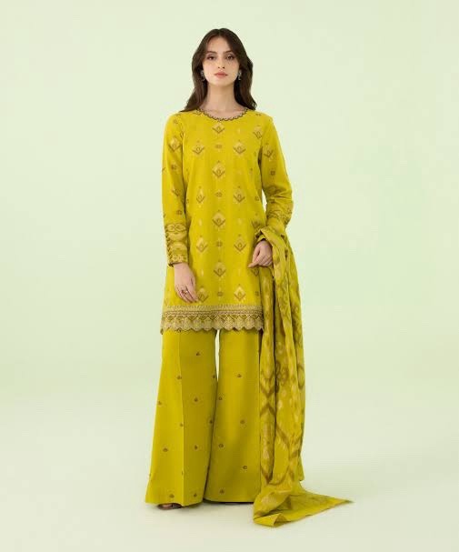3 Piece - Embroidered Jacquard Suit