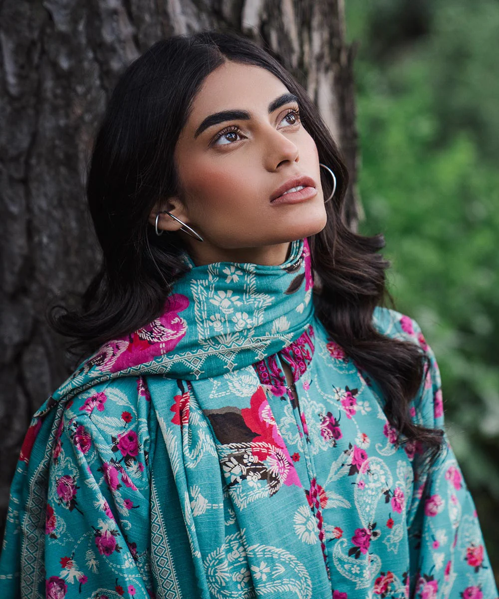 3 Piece - Embroidered Light Khaddar Suit
