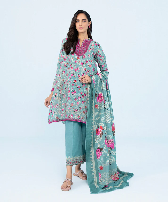 3 Piece - Embroidered Light Khaddar Suit