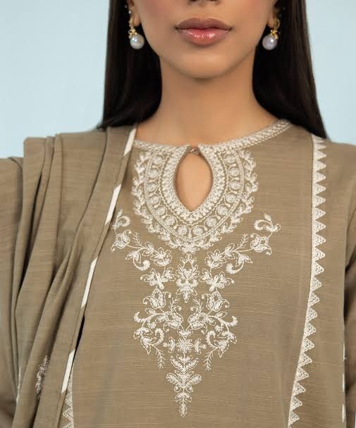 3 Piece - Embroidered Cambric Suit