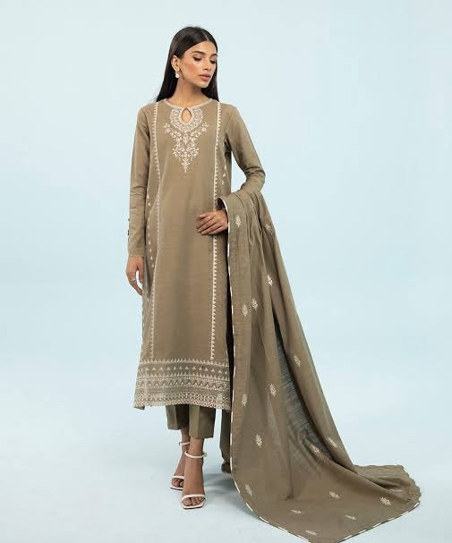 3 Piece - Embroidered Cambric Suit