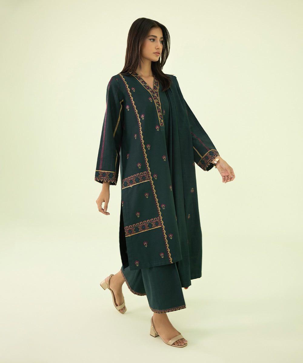 3 Piece - Embroidered Cambric Suit