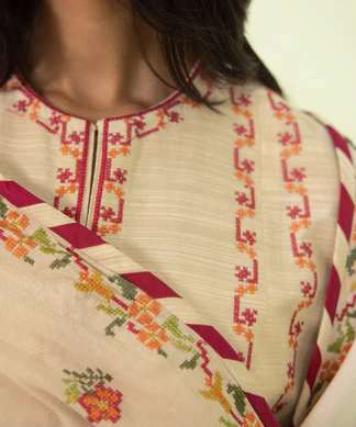 3 Piece - Embroidered Light Khaddar Suit