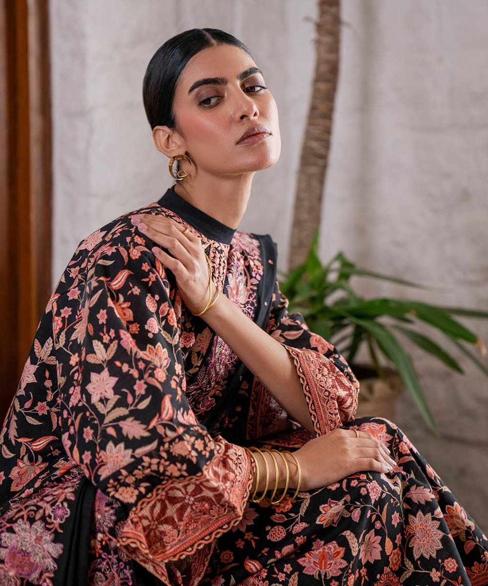 3 Piece - Embroidered Khaddar Suit