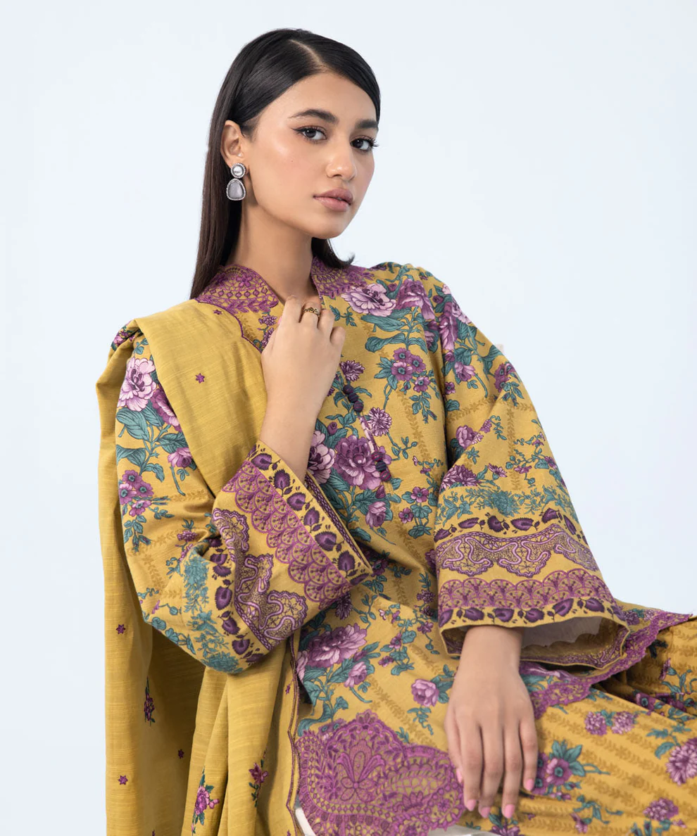 3 Piece - Embroidered Cambric Suit