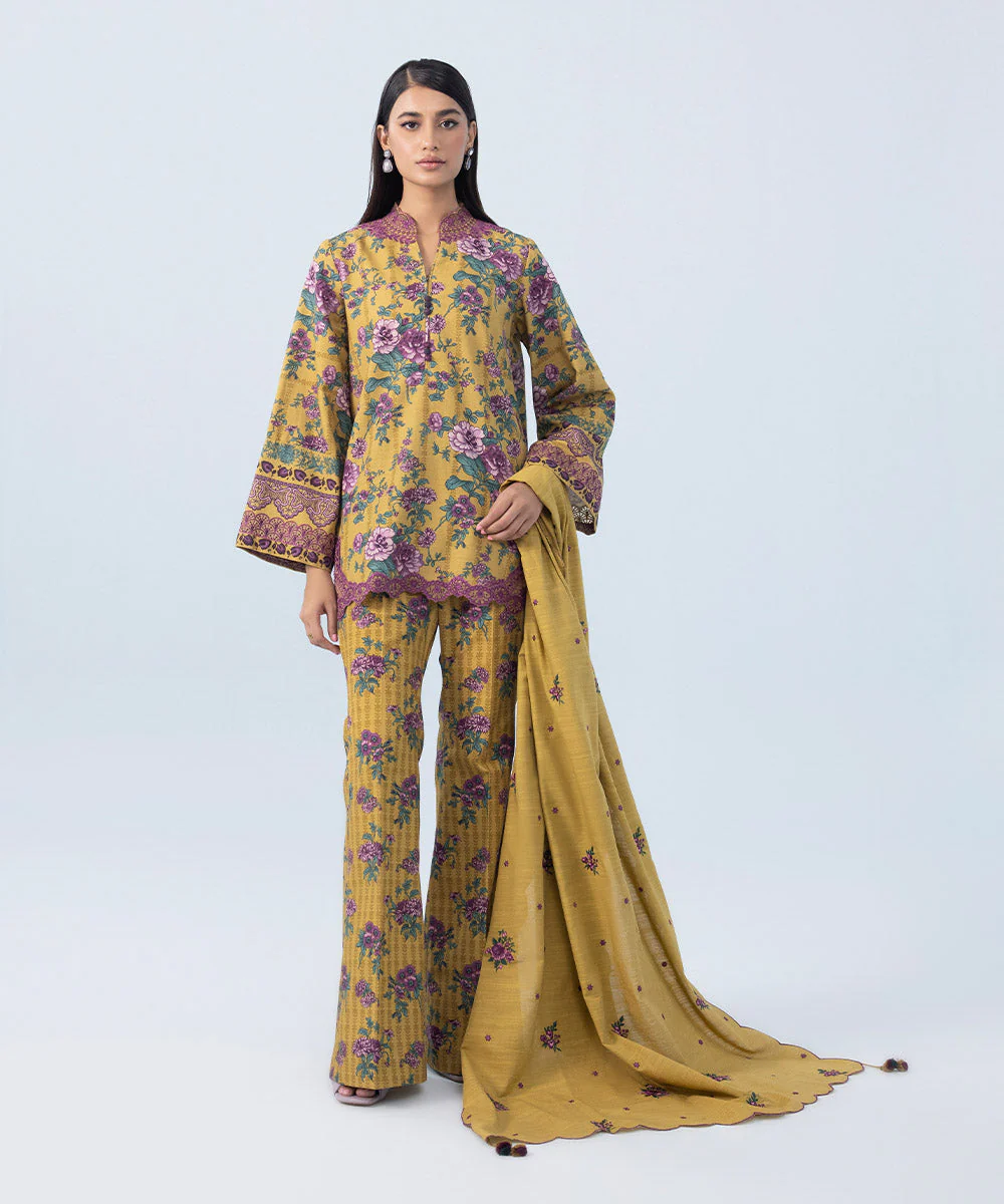 3 Piece - Embroidered Cambric Suit