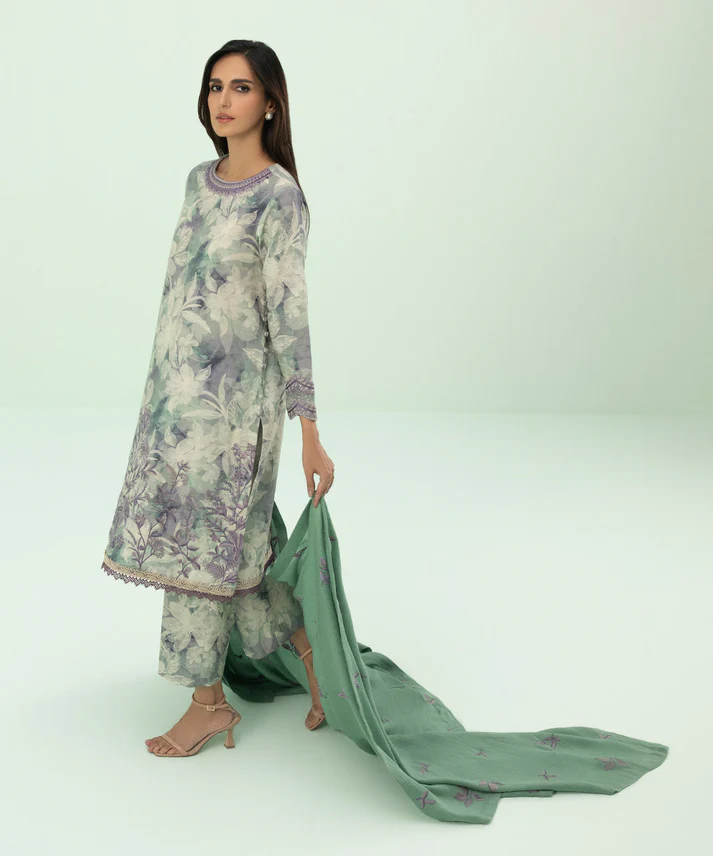 3 Piece - Embroidered Cambric Suit