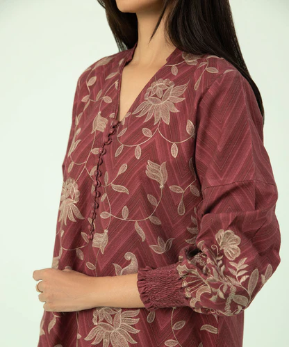 3 Piece - Embroidered Light Khaddar Suit