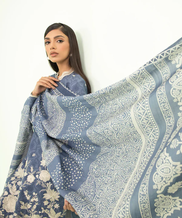 3 Piece - Embroidered Light Khaddar Suit