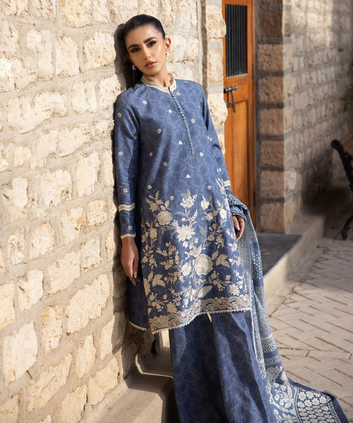 3 Piece - Embroidered Light Khaddar Suit