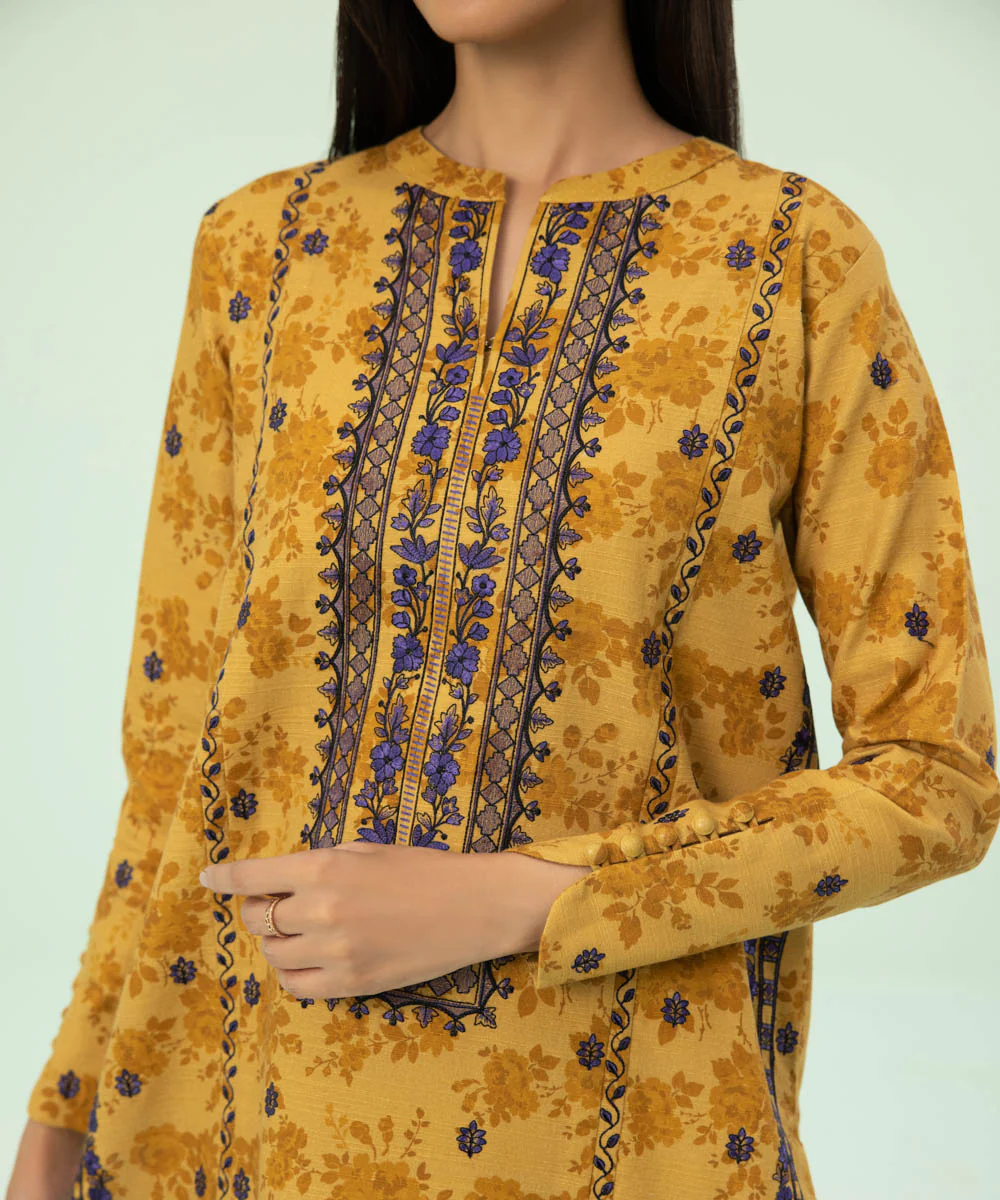 3 Piece - Embroidered Khaddar Suit