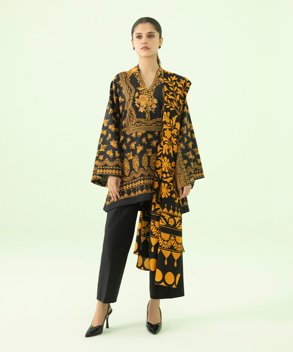 2 Piece - Embroidered Khaddar Suit