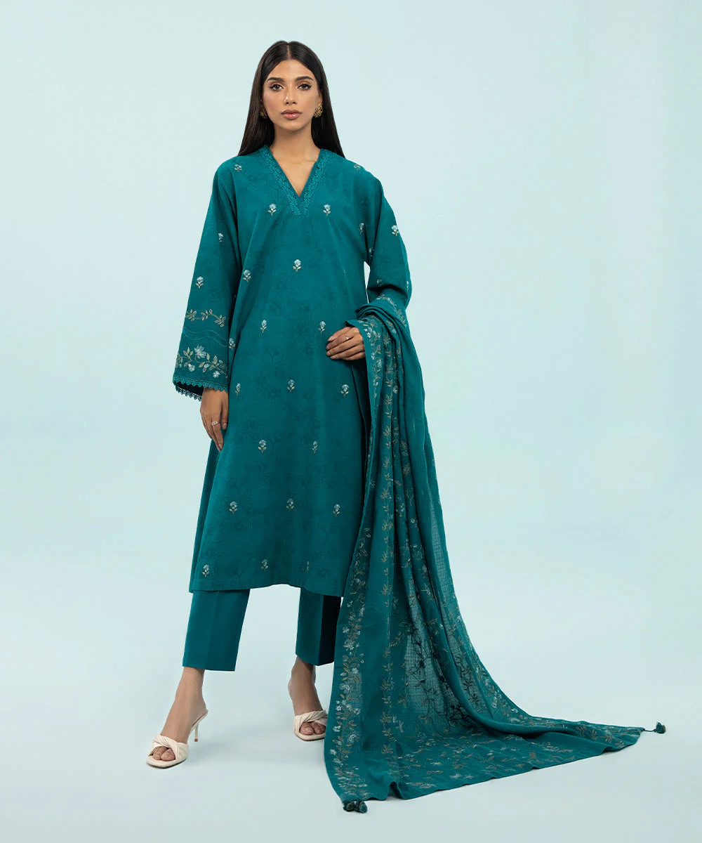 2 Piece - Embroidered Jacquard Suit