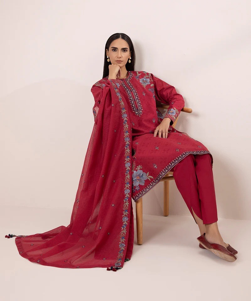 3 Piece - Embroidered Jacquard Suit