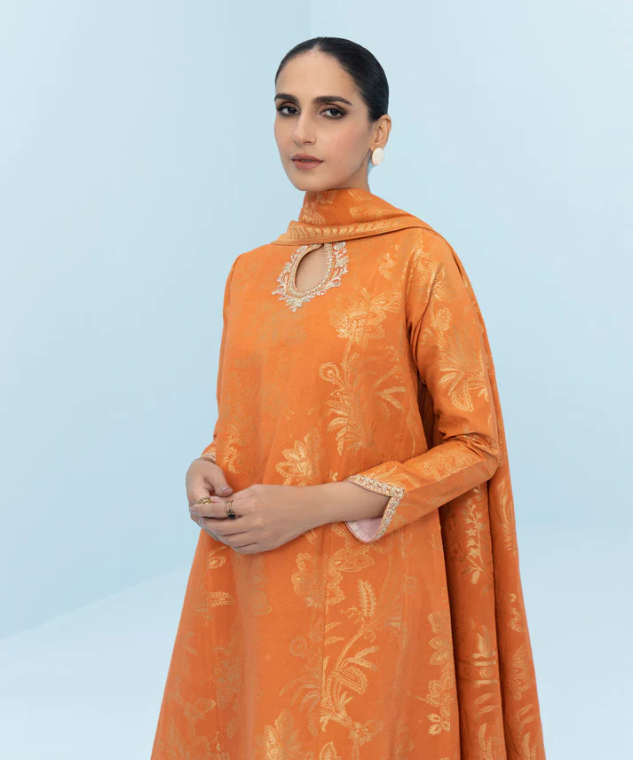 3 Piece - Embroidered Jacquard Suit