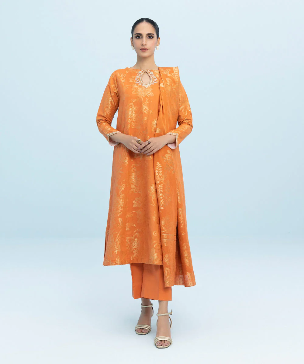 3 Piece - Embroidered Jacquard Suit