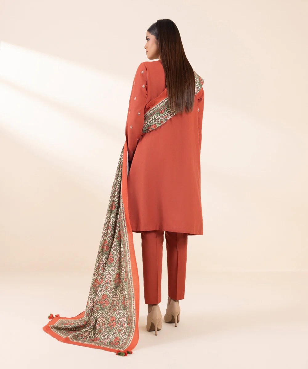 3 Piece - Embroidered Khaddar Suit