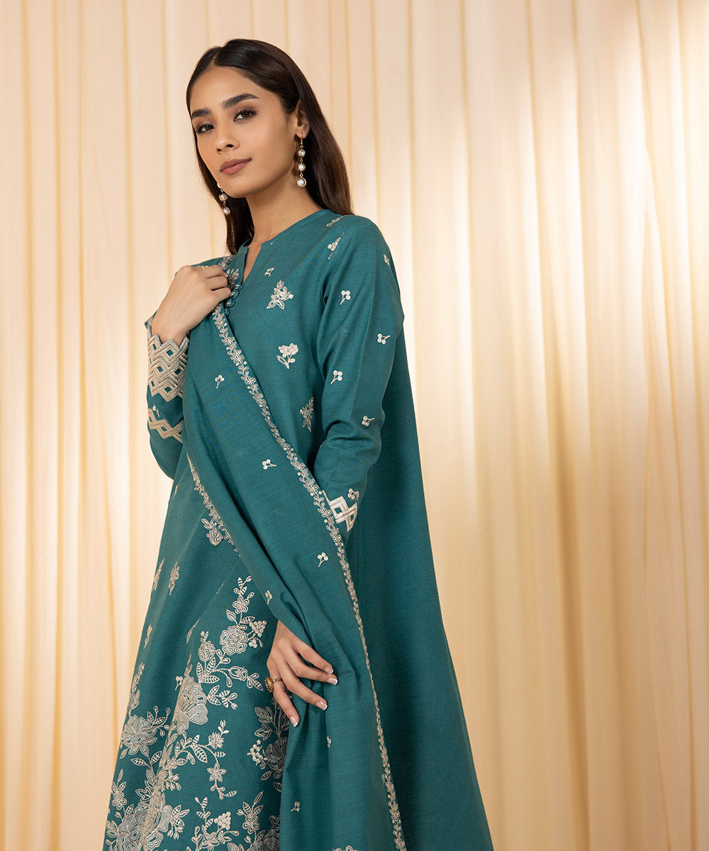 3 Piece - Embroidered Khaddar Suit