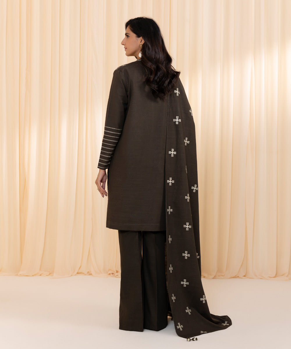 3 Piece - Embroidered Khaddar Suit