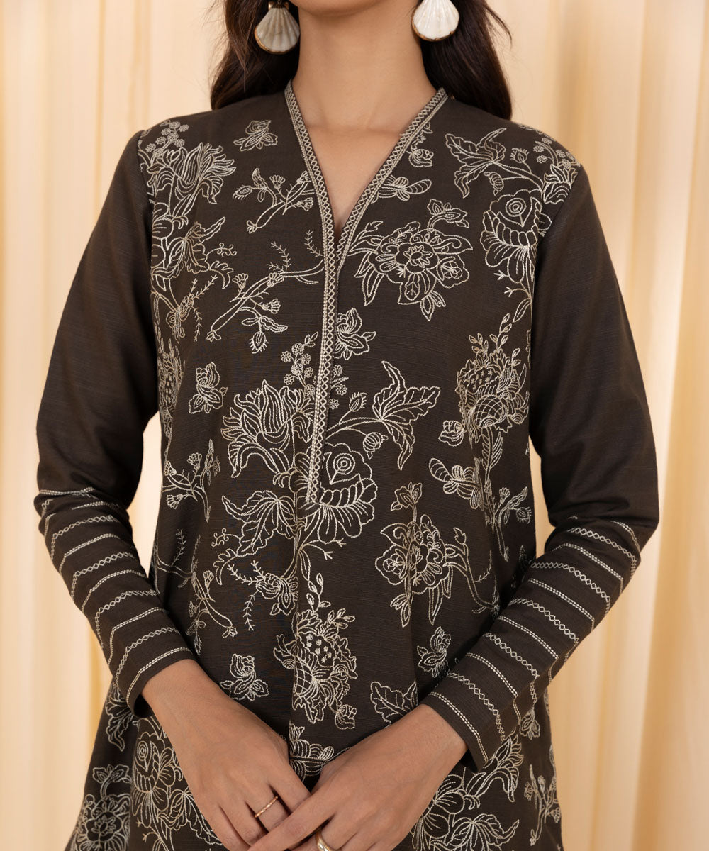 3 Piece - Embroidered Khaddar Suit