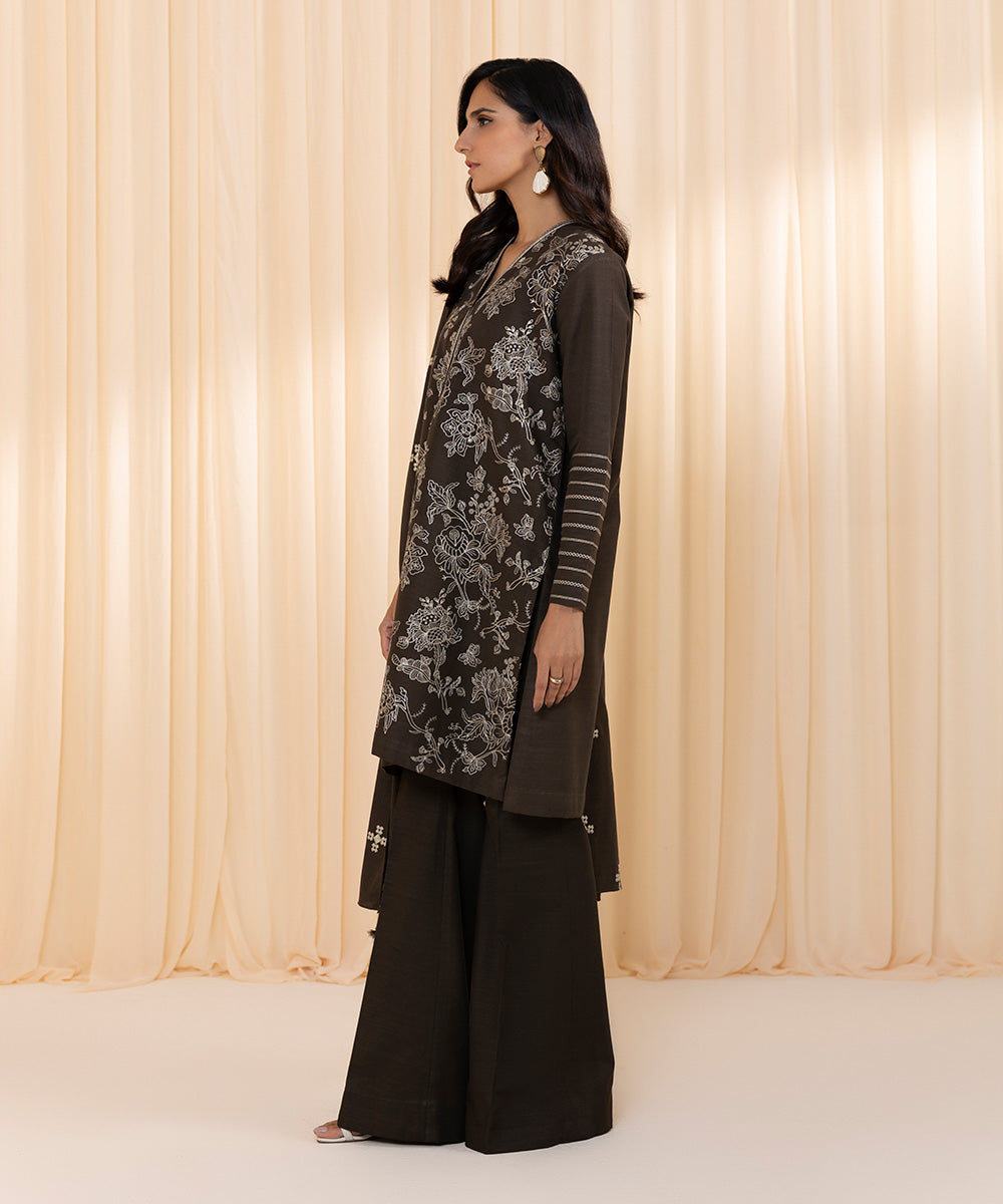 3 Piece - Embroidered Khaddar Suit