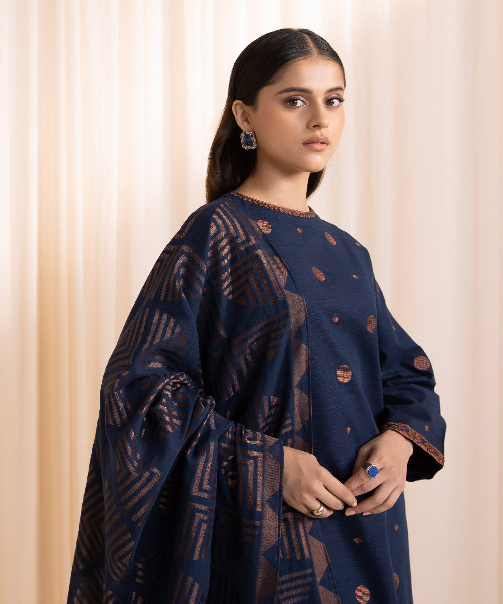 3 Piece - Embroidered Khaddar Suit
