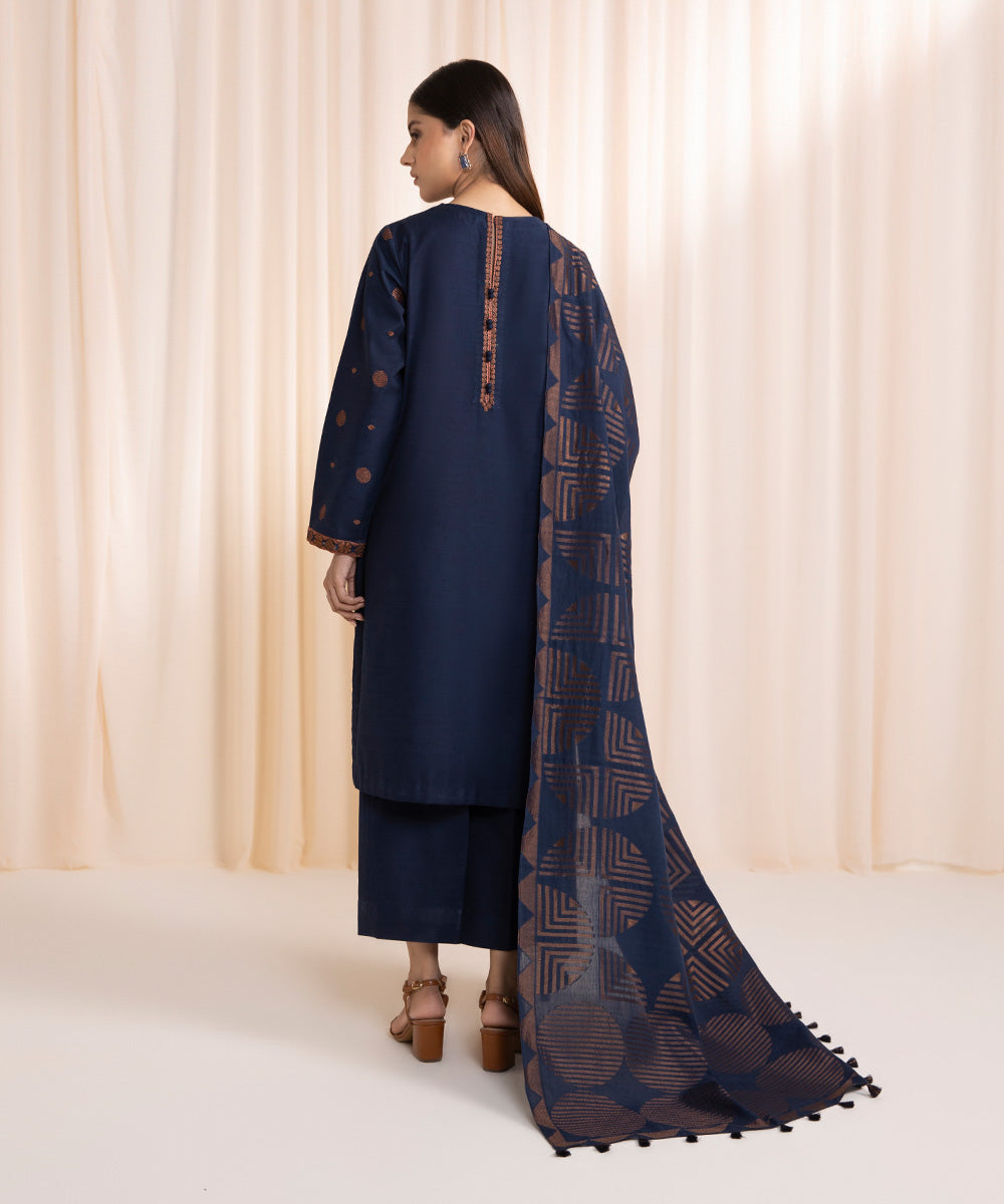 3 Piece - Embroidered Khaddar Suit