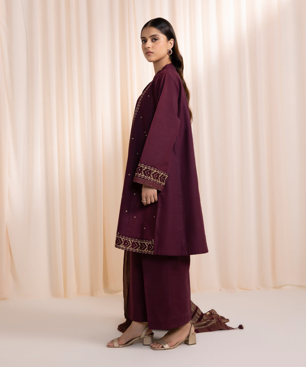 3 Piece - Embroidered Khaddar Suit