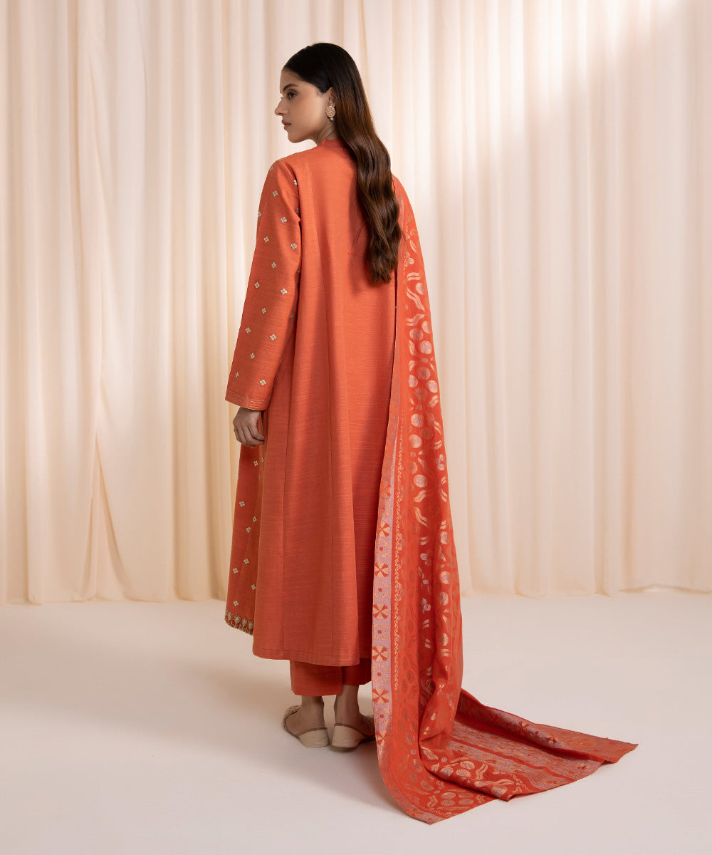 3 Piece - Embroidered Khaddar Suit